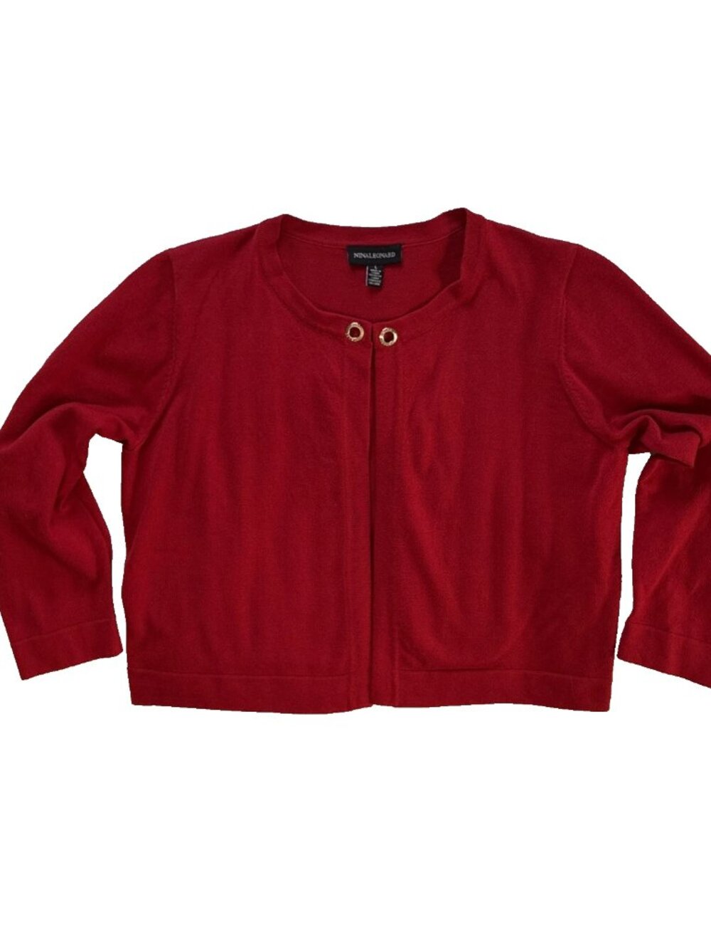Nina Leonard Red Open Knit Cardigan Sweater Women's L